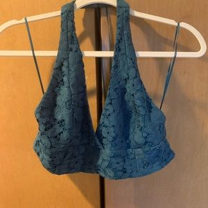 TOPSHOP Halter Bralette, blue/green - size US 10